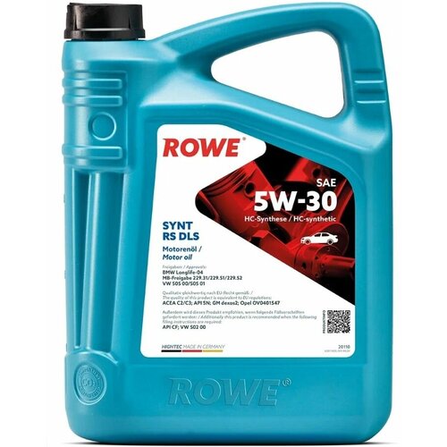 ROWE Масло Моторное 5w-30 Rowe 5л Нс-Синтетика Hightec Synt Rs Dls B4/C3/A3