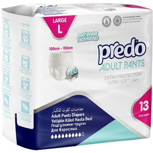 Predo Adult Подгузники-трусы для взрослых, размер L, 13 шт