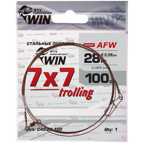 win поводок 1х7 afw 25см 17кг 3шт Поводок рыболовный WIN 7х7 (AFW) Trolling 28 кг. 100 см. (уп. 1 шт.) Art: С49-28-100