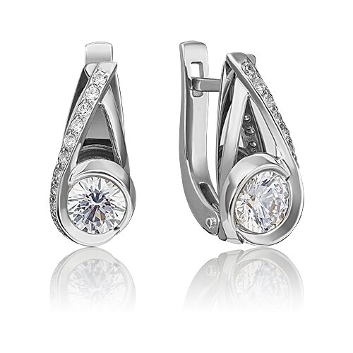 PLATINA jewelry Серьги из белого золота с Swarovski Zirconia 02-4588-00-501-1120-38