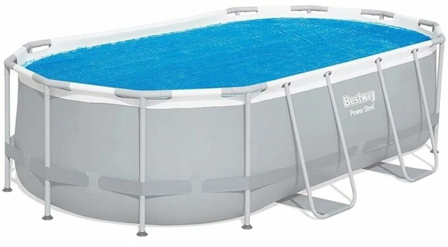 Натяжной тент для бассейнов Bestway/плавающее покрывало согревающее/солнечный тент для овального бассейна/синий - фотография № 4