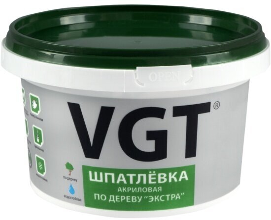 Шпатлевка по дереву Vgt (ВГТ) Экстра, акриловая, 1 кг, белая