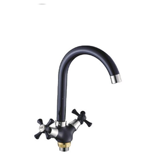 Смеситель-елочка Lemen литой нос на гайке хром/чёрный