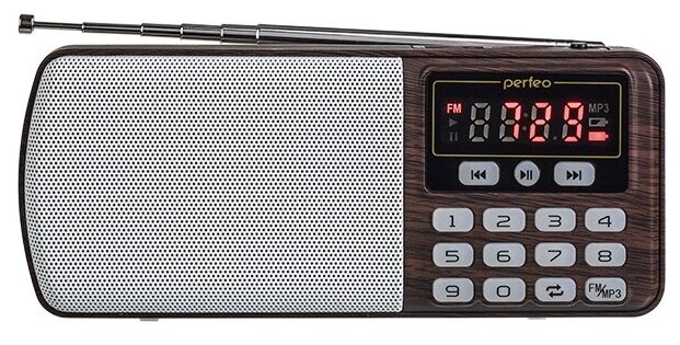 Радиоприемник Perfeo егерь FM+ 70-108МГц/ MP3/ питание USB или BL5C/ коричневый (i120-BK)