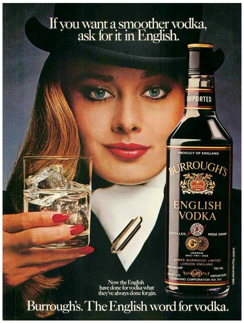 Рекламный плакат - Водка English Vodka Burroughs в раме