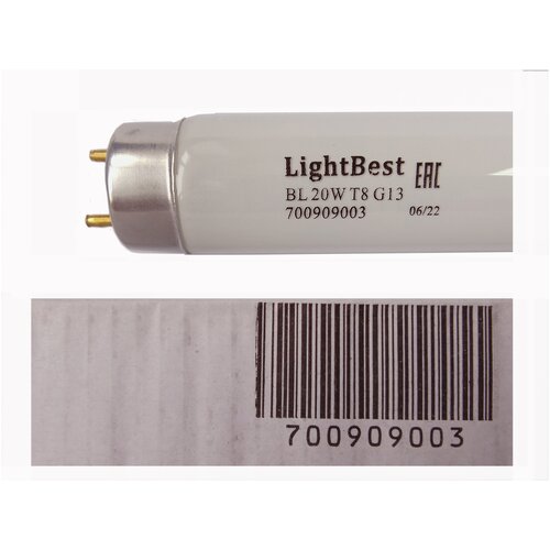 Лампа инсектицидная в ловушки для насекомых LightBest BL 20W T8 G13 355-385nm L=590mm, 700909003