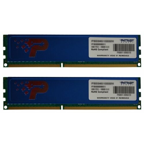 DDR 3 DIMM 8Gb (4GBx2) PC12800, 1600Mhz, PATRIOT Signature Kit (PSD38G1600KH) (retail)