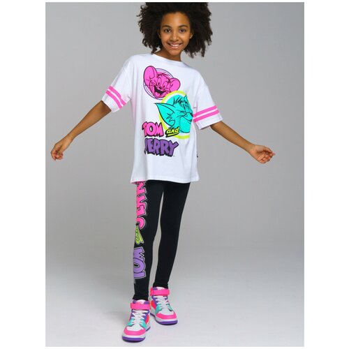 Комплект одежды playToday, футболка и легинсы, размер 158, черный