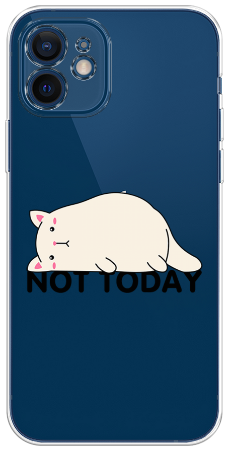Силиконовый чехол на Apple iPhone 12 mini / Айфон 12 Мини "Cat not today", прозрачный