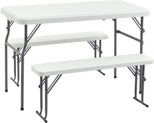 Комплект Stool Group стола и двух скамеек, белый