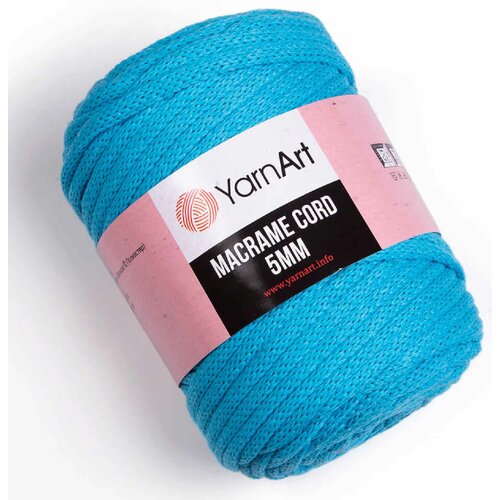 Пряжа YarnArt Macrame cord 5mm бирюзовый (763), 60%хлопок/40%полиэстер/вискоза, 85м, 500г, 3шт