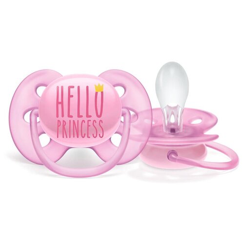 Пустышка ultra soft, Hello princess, 6-18 мес, 1 шт, для девочек