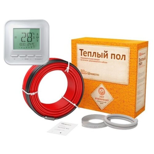 Комплект Теплый пол Кабель нагревательный Warmstad WSS 470 м680 Вт с терморегулятором 520 электронный белый 6200₽