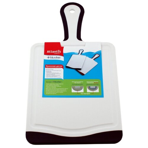 фото Доска кухонная разделочная "microban", atlantis, 35*18, белая, f-p-10