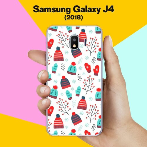 Силиконовый чехол на Samsung Galaxy J4 (2018) Узор зимний / для Самсунг Галакси Джей 4 2018 силиконовый чехол на samsung galaxy j4 2018 рождественский пейзаж для самсунг галакси джей 4 2018