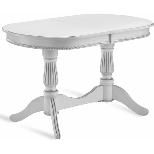 Стол кухонный деревянный раздвижной Кайнс 120(160)х80 Белый с серебряной патиной
