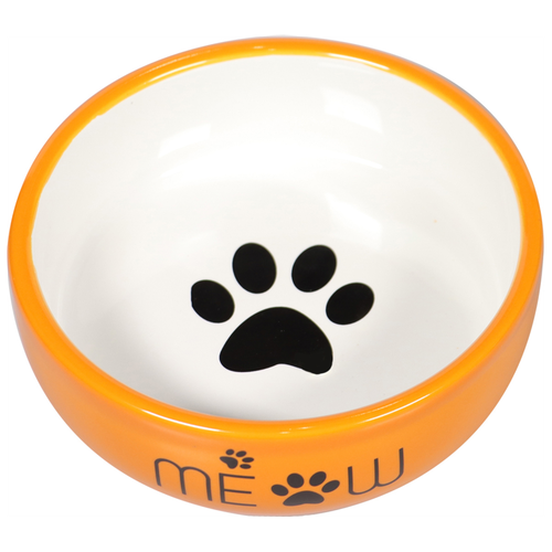Mr.Kranch MEOW миска керамическая для кошек, 380 мл, оранжевая mr kranch миска для собак нескользящая керамическая черная с косточками 400 мл