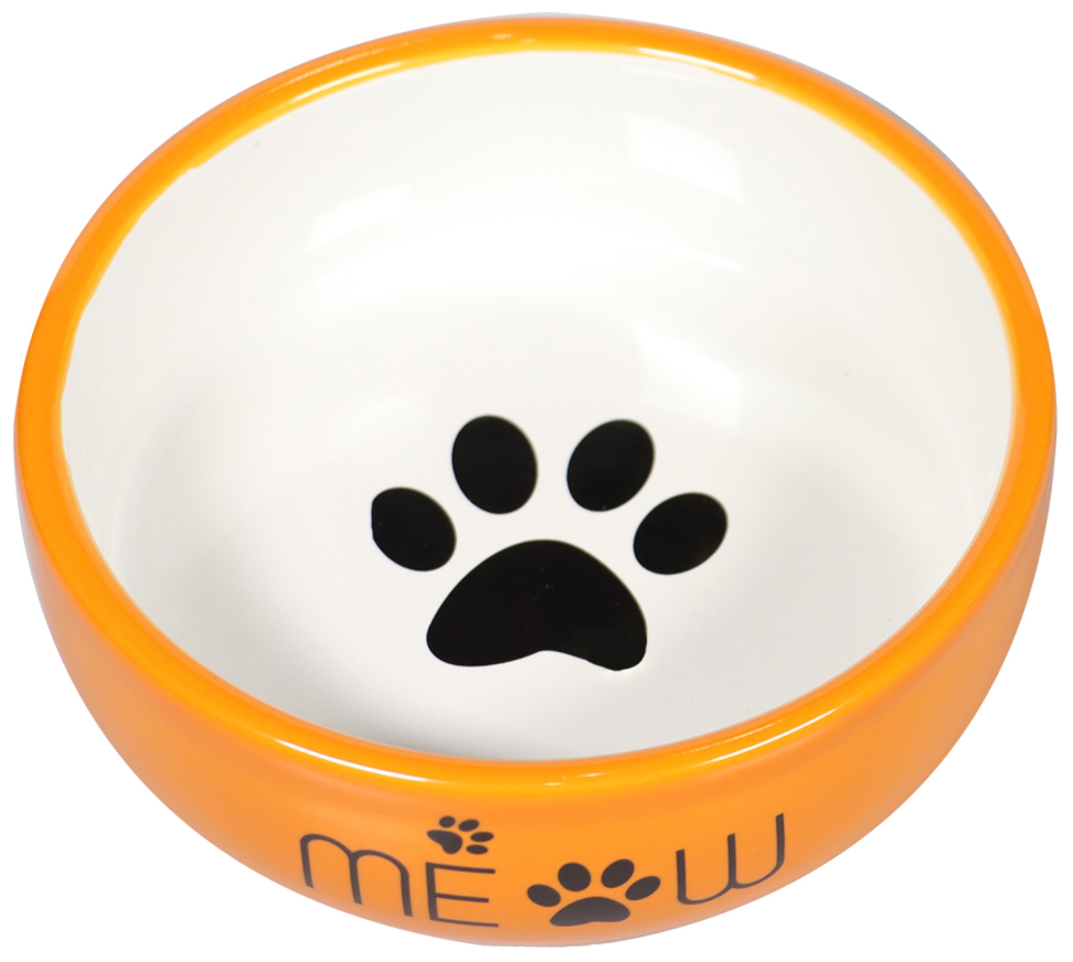 Миска Mr.Kranch керамическая для кошек MEOW 380 мл, оранжевая - фотография № 1