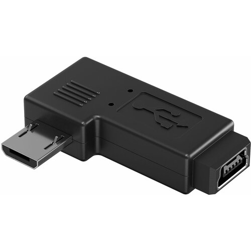 Адаптер переходник угловой GSMIN RT-81 micro-USB (M) - mini-USB (F) 180 градусов (Черный) адаптер переходник gsmin rt 51 угловой 270 градусов usb 3 0 f usb 3 0 m черный