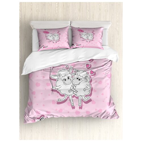 фото Комплект постельного белья "овечья любовь", 1,5-спальный (пододеяльник+2 наволочки) ambesonne