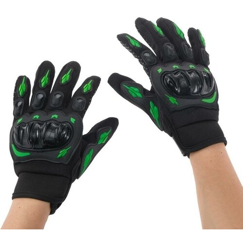 Перчатки мотоциклетные с защитными вставками, пара, размер L, черно-зеленый перчатки элементаль размер l зеленый