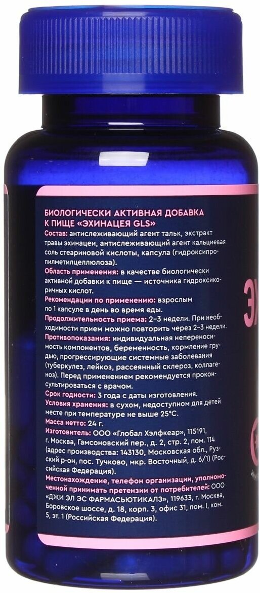 Эхинацея в таблетках 100 мг, бады / витамины для иммунитета, восстановления, антиоксидант, иммуномодулятор, 60 капсул