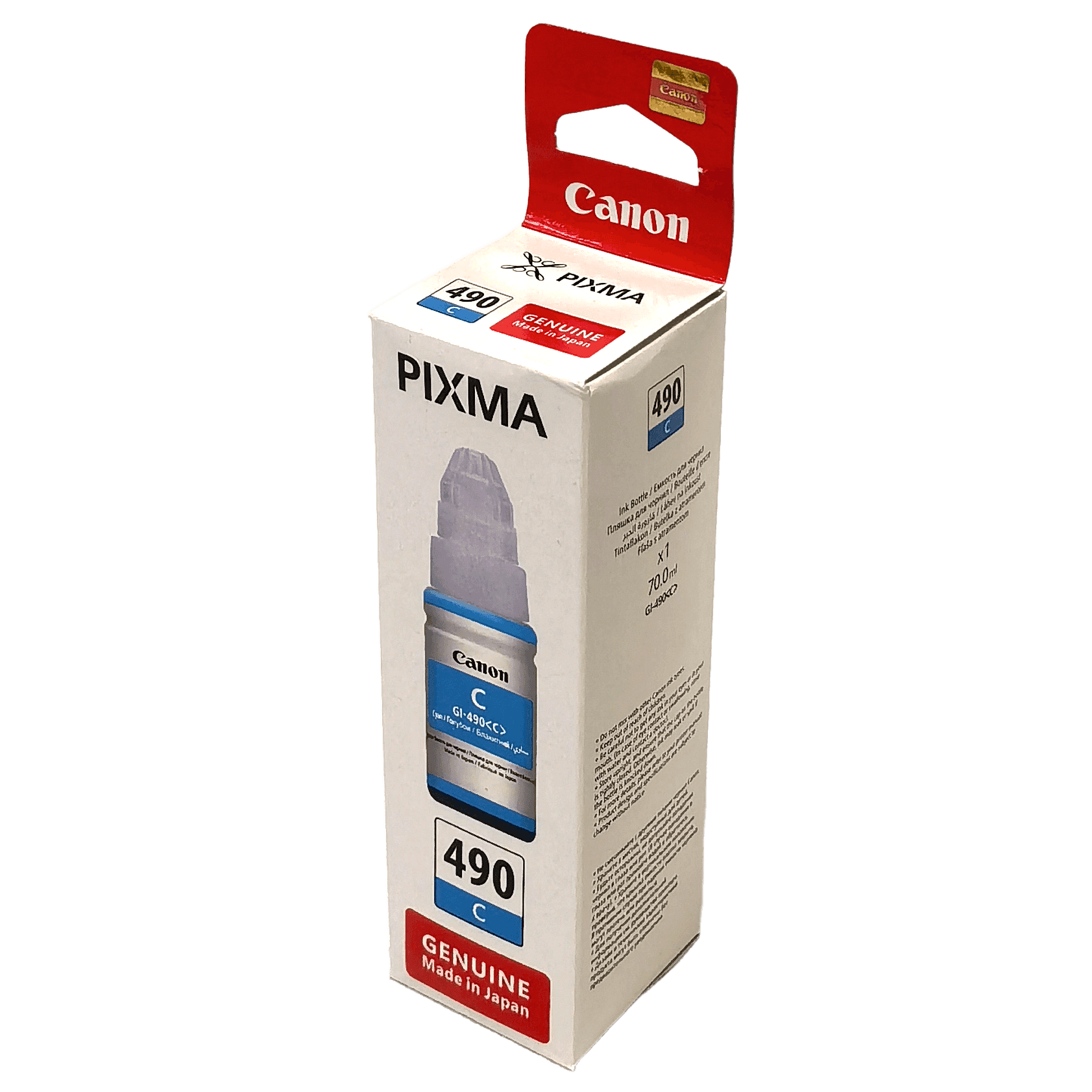 Чернила для принтера Canon GI-490C, Cyan/Голубые, Водорастворимые, 70 мл