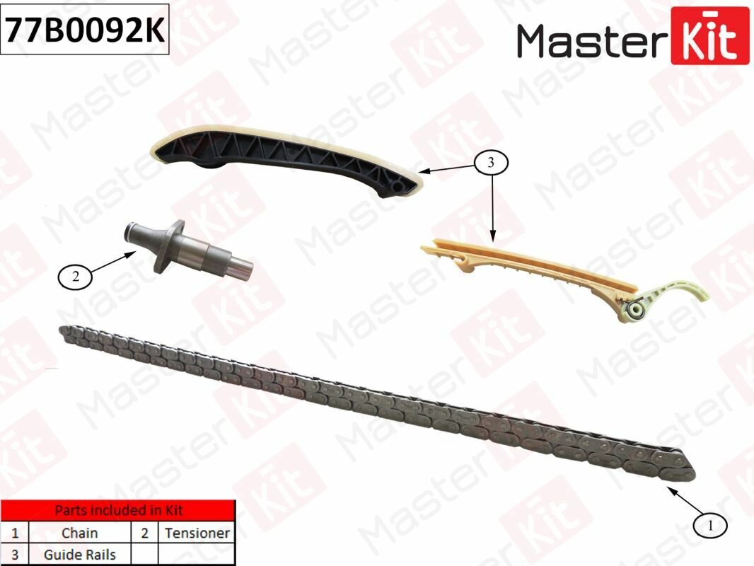 Комплект цепи ГРМ -Bez W168 1.4i - 1.6i M166 97-05 (без звездочек) 77B0092K