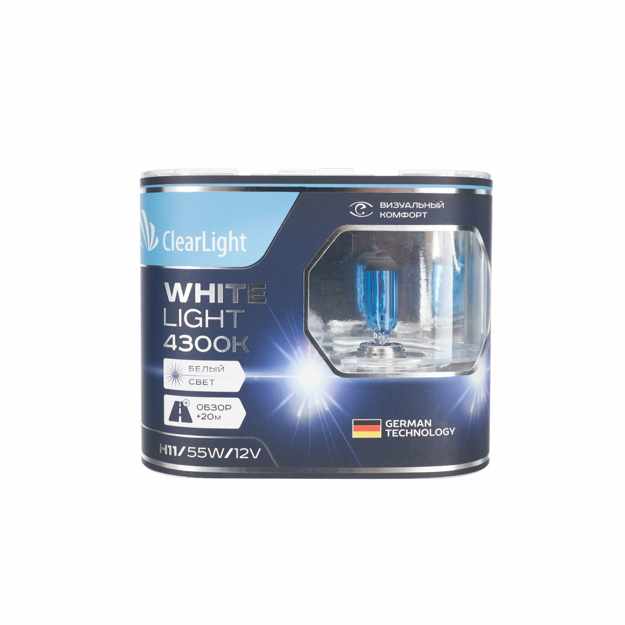 Лампа автомобильная галогенная ClearLight H11 MLH11WL 12V 55W PGJ19-2