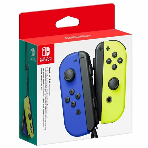 Два контроллера Joy-Con для консоли Nintendo Switch, синий/неоновый желтый геймпад joy con nintendo switch неоновый синий неоновый желтый