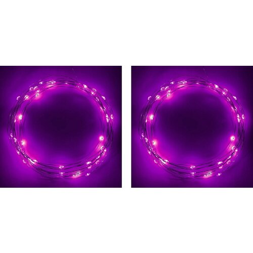 фото Гирлянда эра нить 3xaa 50led 5м ip20 сиреневый (комплект из 2 шт.)