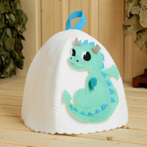 Шапка для бани детская с аппликацией Дракончик мятный 918₽