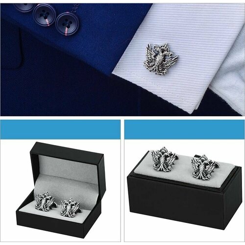 Запонки , серебряный, черный