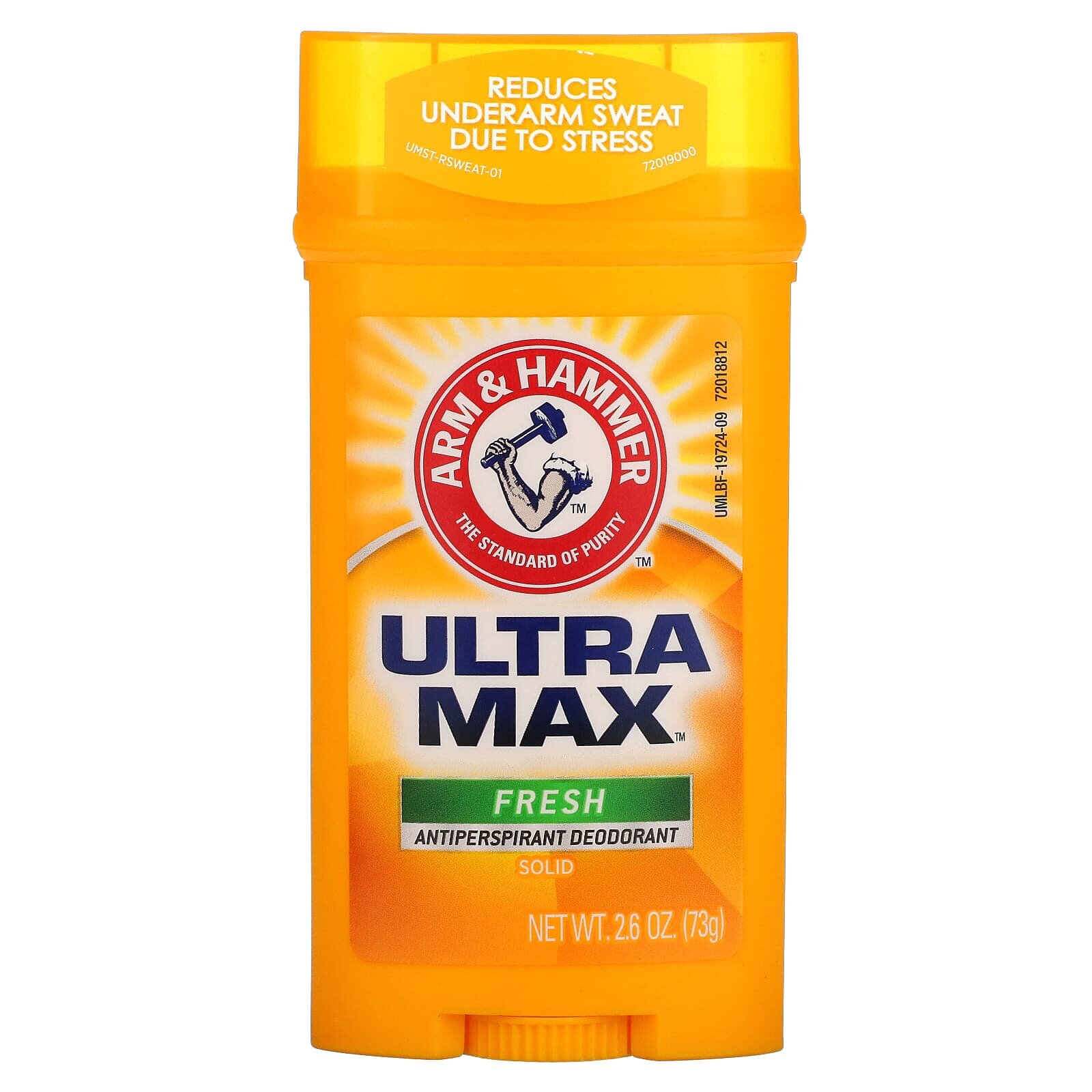 Дезодорант Arm & Hammer UltraMax Fresh, стик, антибактериальный, без красителей, 48 ч, 73г
