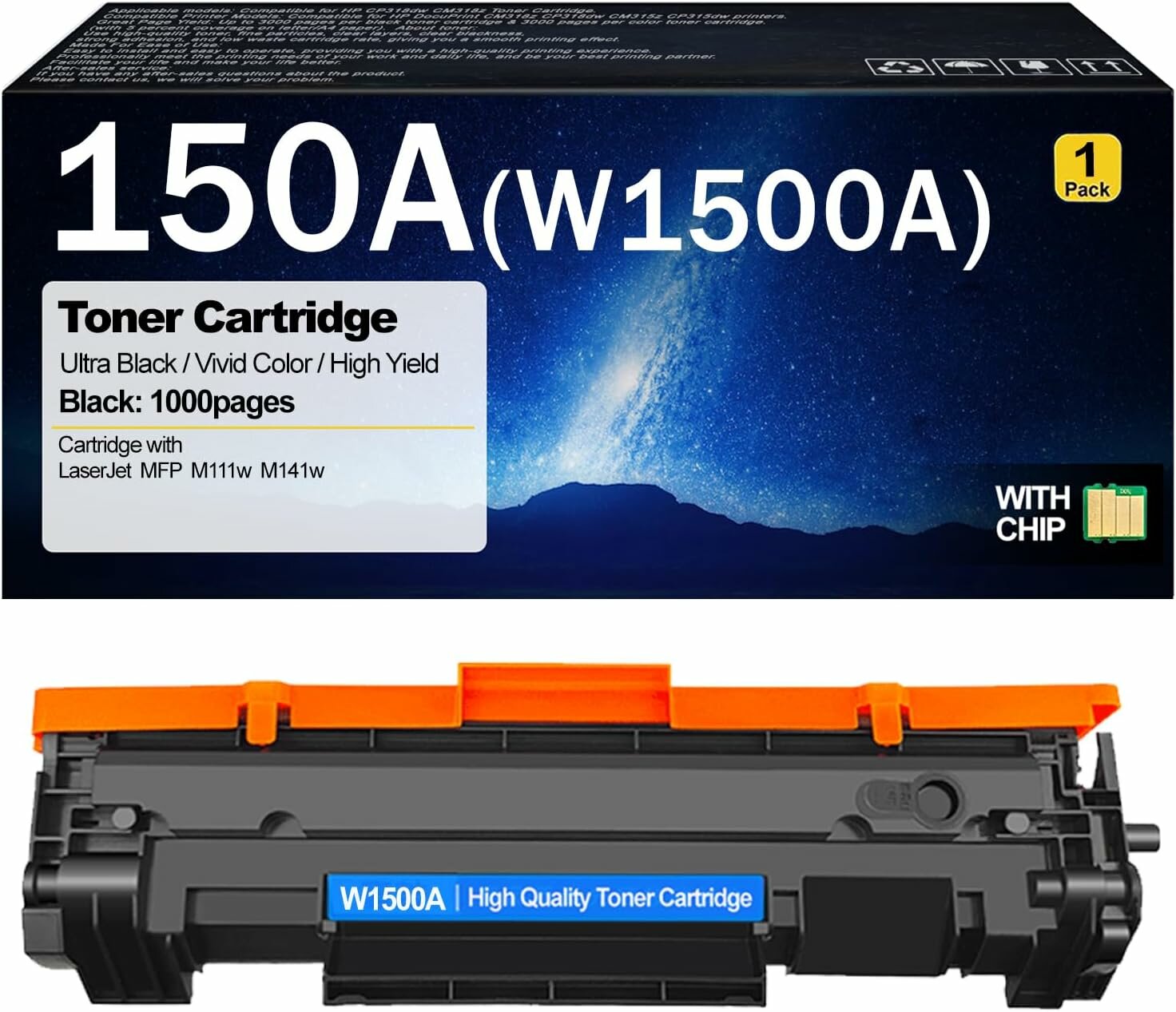 Картридж HP W1500X (150X) (С чипом) (2 000 стр.) для HP LaserJet M111a, M111w, MFP M141w, совместимый