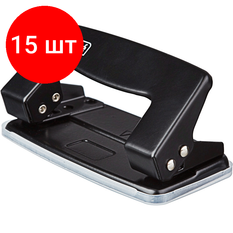 Комплект 15 штук, Дырокол ATTACHE 6304 до 10л, металл, черный