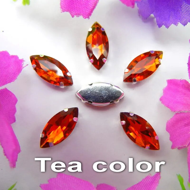 Стразы 8 размеров цвет в ассортименте A6 Tea color 4x8mm 50pcs