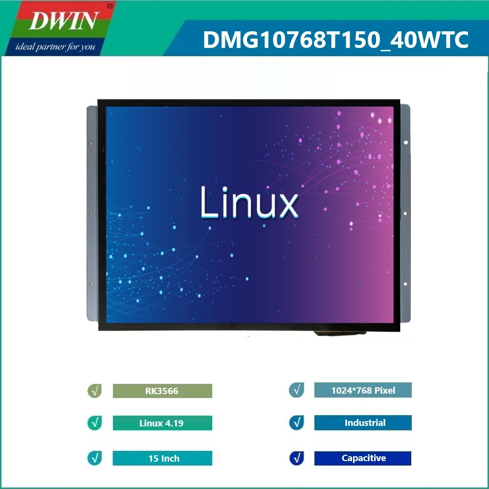 Промышленный интеллектуальный дисплей DWIN, 15 дюймов, Linux 4,19 QT, емкостный сенсорный ЖК-модуль LCM с RS232 RS485 WIFI BT Ethernet