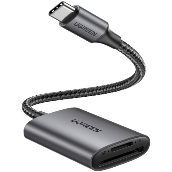 Картридер Ugreen CM401 USB-C 3.1 для карт памяти TF / SD серый (80888)