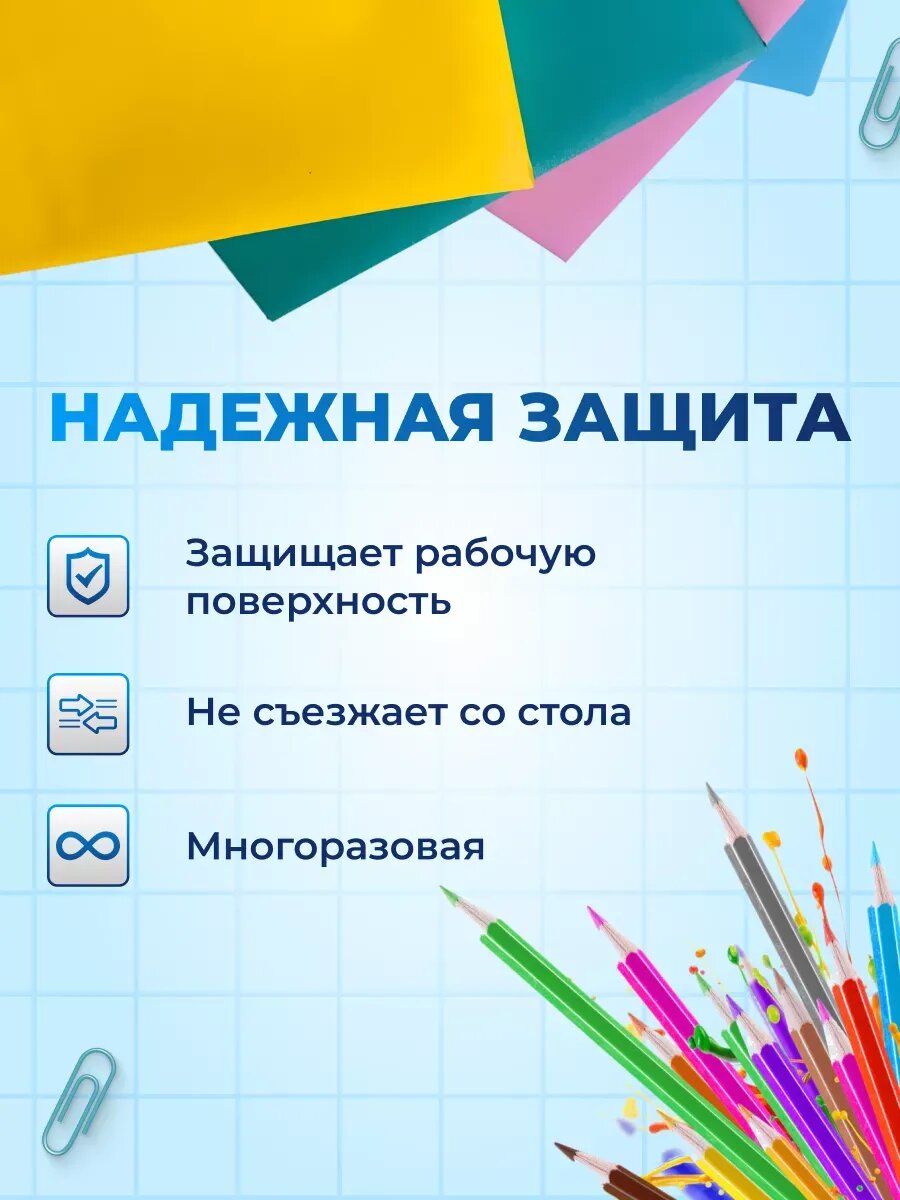Клеенка ПромЭласт "Уроки труда", на стол, для рисования, непромокаемая, голубая, комплект 2 шт. — фото 1
