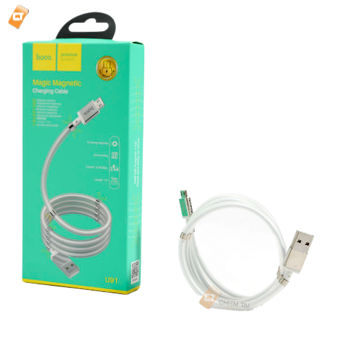 Кабель hoco U91 "Magnit", алюминиевый, для зарядки, 1 м, белый — фото 1