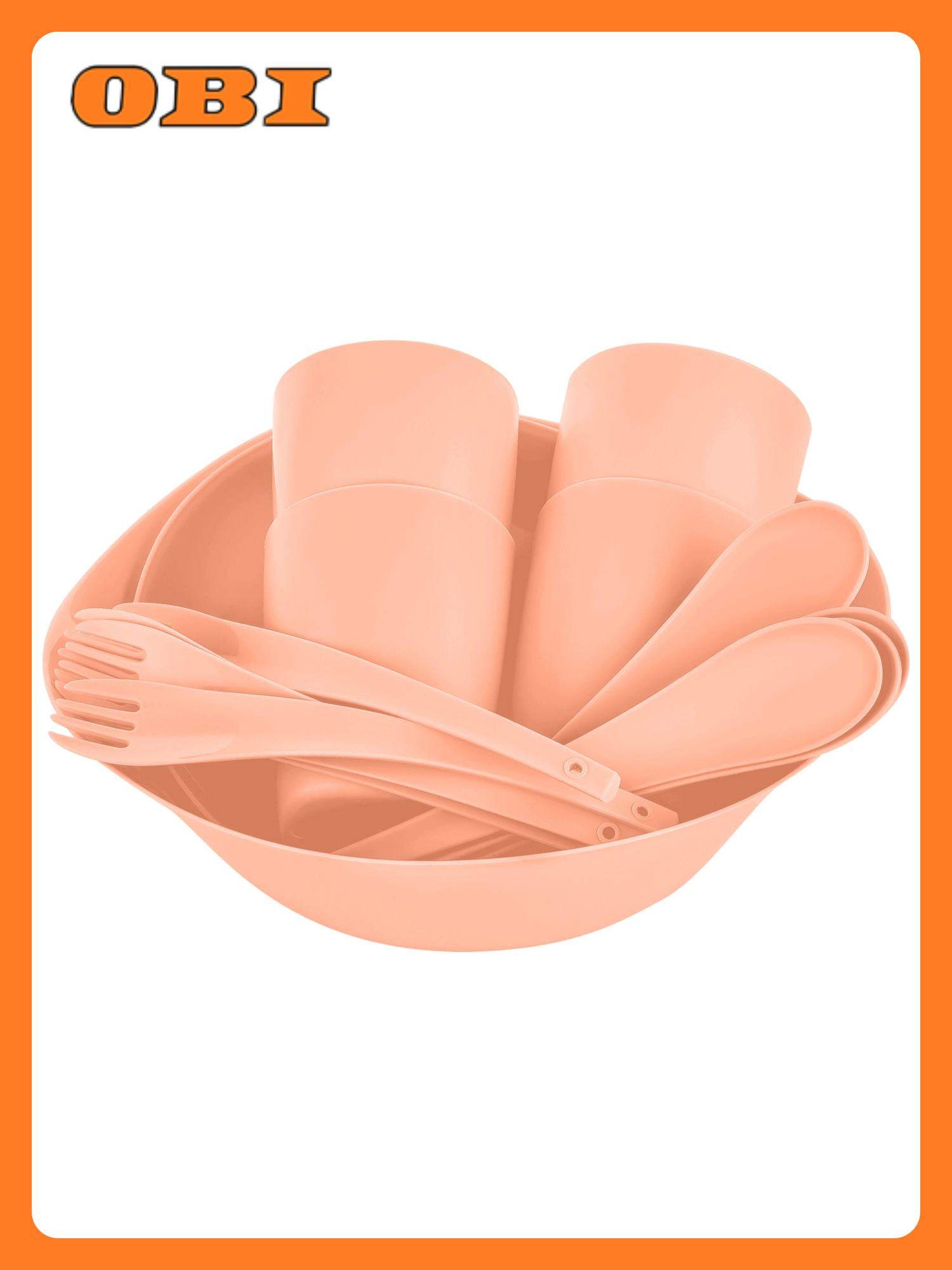 Набор для пикника PLASTIC REPUBLIC  Helsinki   персиковый  4 персоны  17 предметов