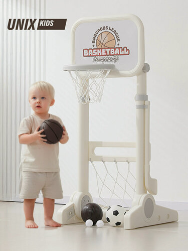 Изображение товара Баскетбольная стойка для детей UNIX Kids Champion / Чемпион (3 в 1), хоккей, футбол, баскетбол, детский игровой комплекс для дома и улицы, белый