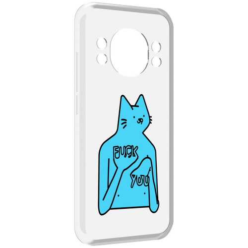 Чехол MyPads голубой-кот-фак-ю для Doogee S98 / S98 Pro задняя-панель-накладка-бампер