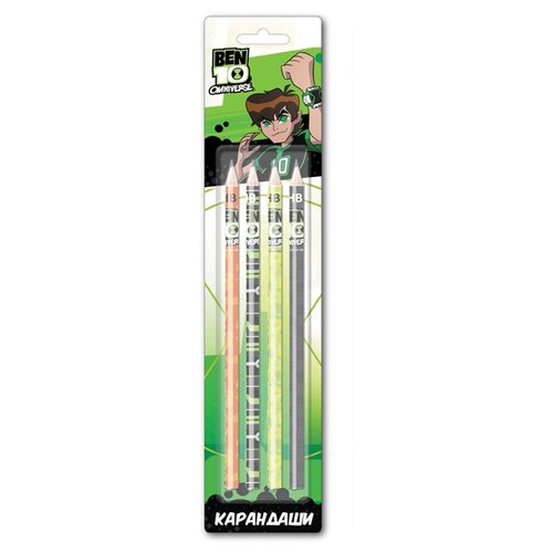 Action! Набор чернографитных карандашей Ben10 4 шт (BT-​ALP115/​4) зеленый/белый 4 шт. action набор чернографитных карандашей yoohoo 4 шт yh ​alp185 ​4 4 шт