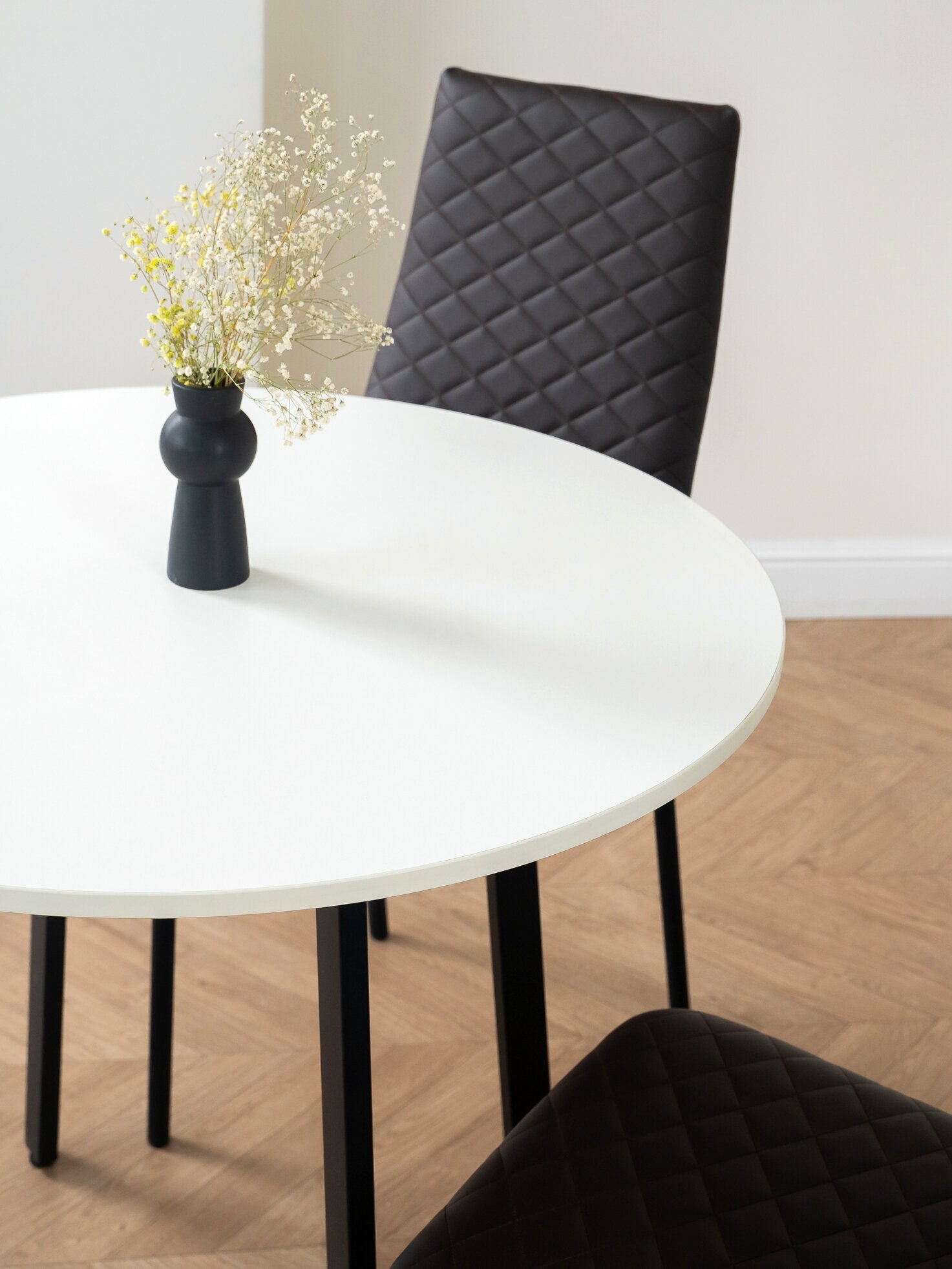 Круглый стол для кухни 80см, стол обеденный, стол кухонный, Белый - фотография № 5
