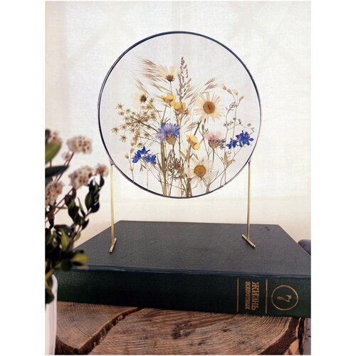 Гербарий настольный Tiffany Lip сухоцветы в рамке круглый 20 см
