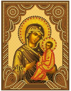 Фото Алмазная мозаика с нанесенной рамкой Molly Тихвинская Божия Матерь 20х15 см