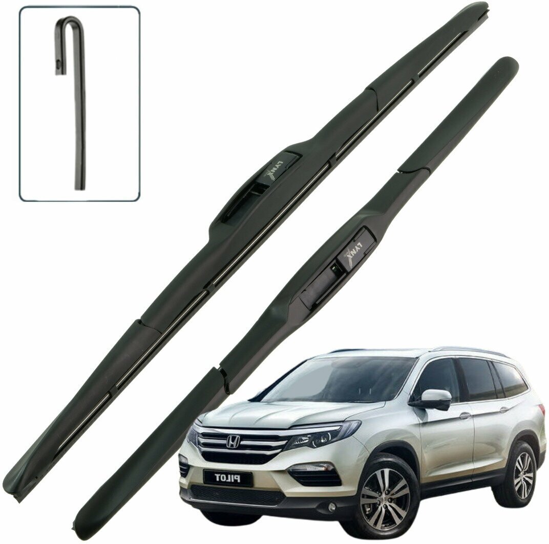 Дворники Honda Pilot (3) YF6 Хонда Пилот 2016 2017 2018 2019 Щетки стеклоочистителя гибридные к-т 2шт, 650мм-600мм