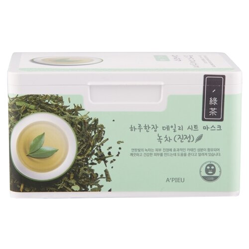 фото A'pieu набор успокаивающих тканевых масок daily sheet mask green tea soothing с экстрактом зеленого чая, 350 г, 33 шт.